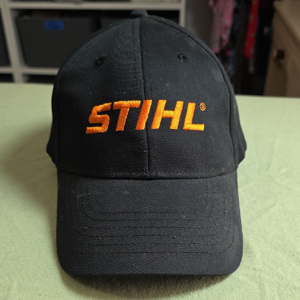 STIHL Black Cap with Orange Logo